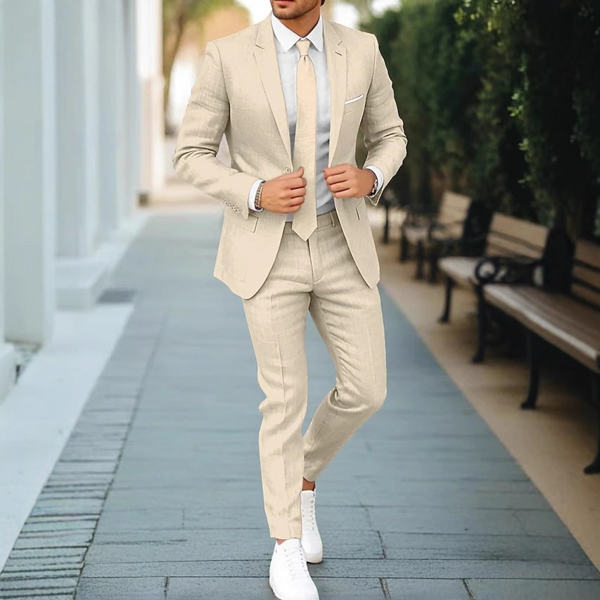 Men's Linen Suit Slim Fit Summer Tailored