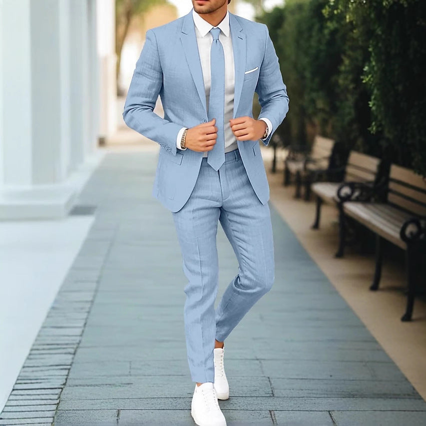 Men's Linen Suit Slim Fit Summer Tailored