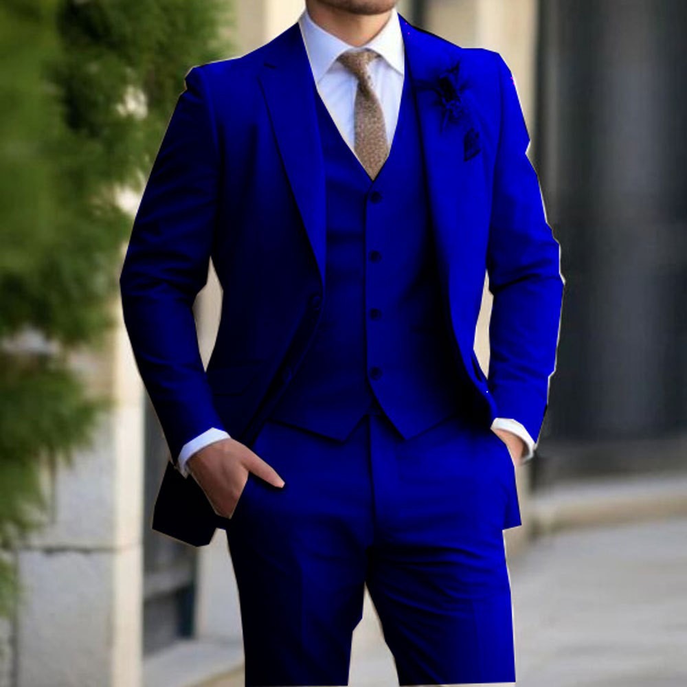 Suit Three Piece Slim Fit Notch Lapel Waistcoat