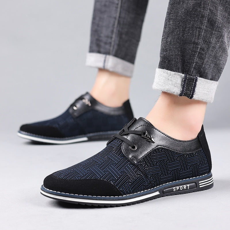 Men's Leather Shoes Lace Up Low Top