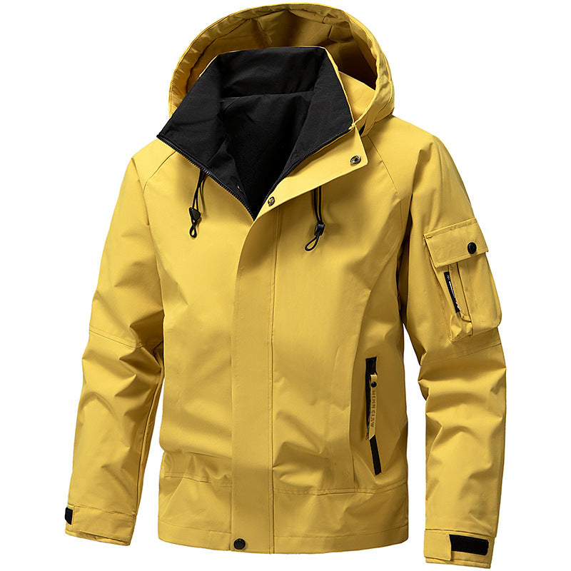 Men's Hooded Waterproof Jacket Zip Front