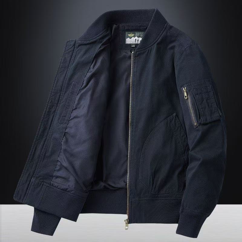 Men's Bomber Jacket Loose Fit Baseball Collar