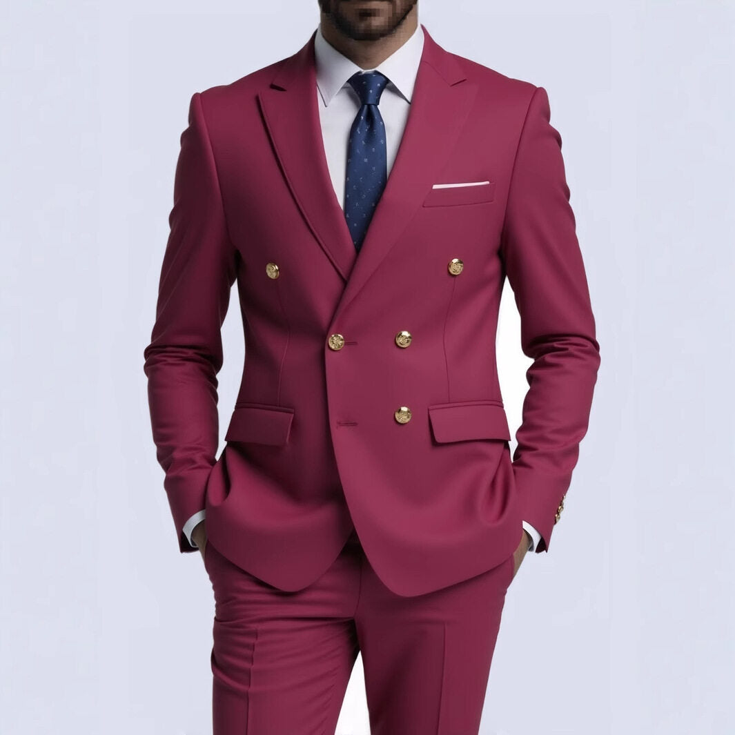Men's Double Breasted Suit Blazer Peak Lapel