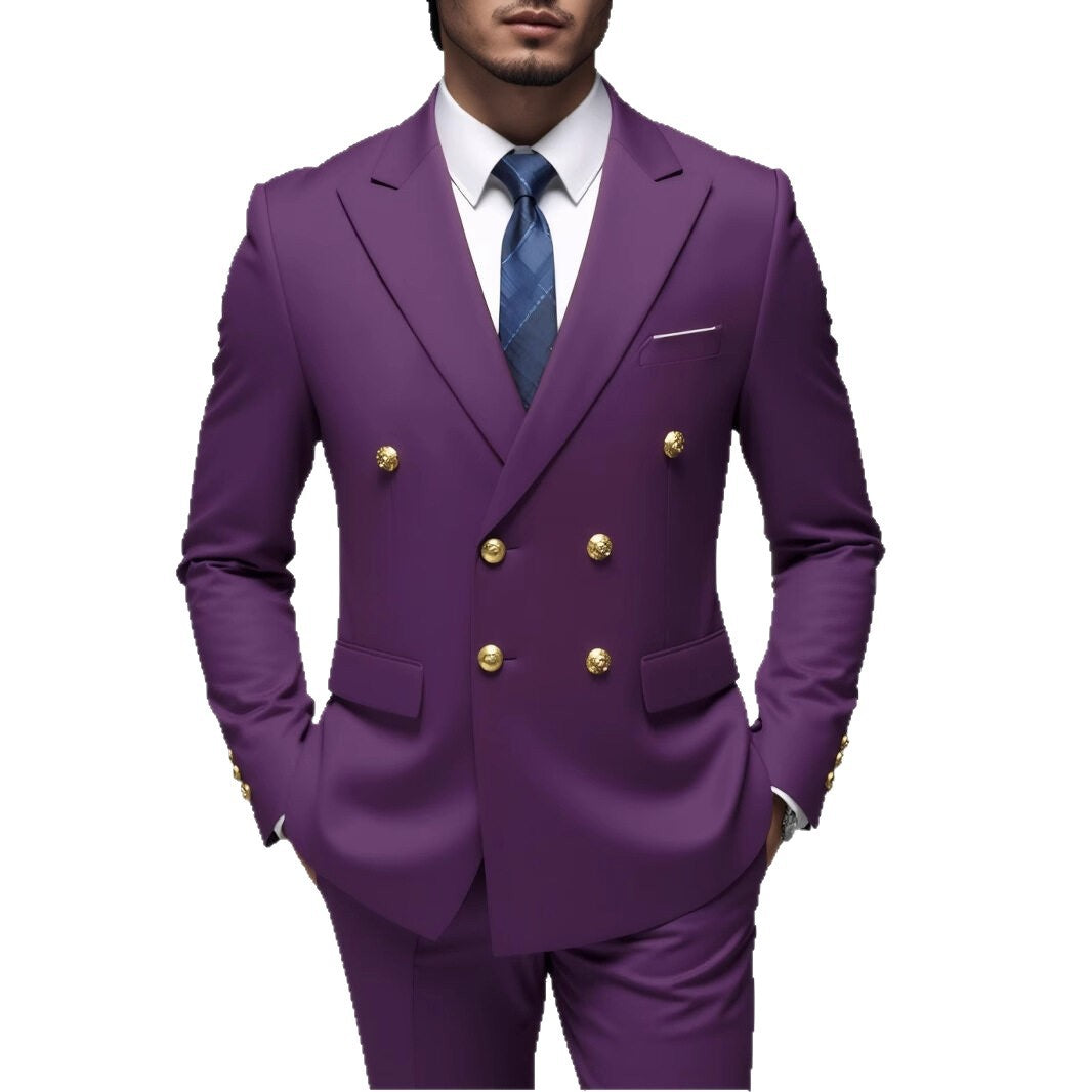 Men's Double Breasted Suit Blazer Peak Lapel