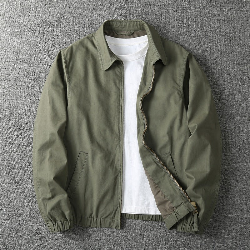 Men's Harrington Jacket Cotton Blend Zip Front Elasticated Hem Casual