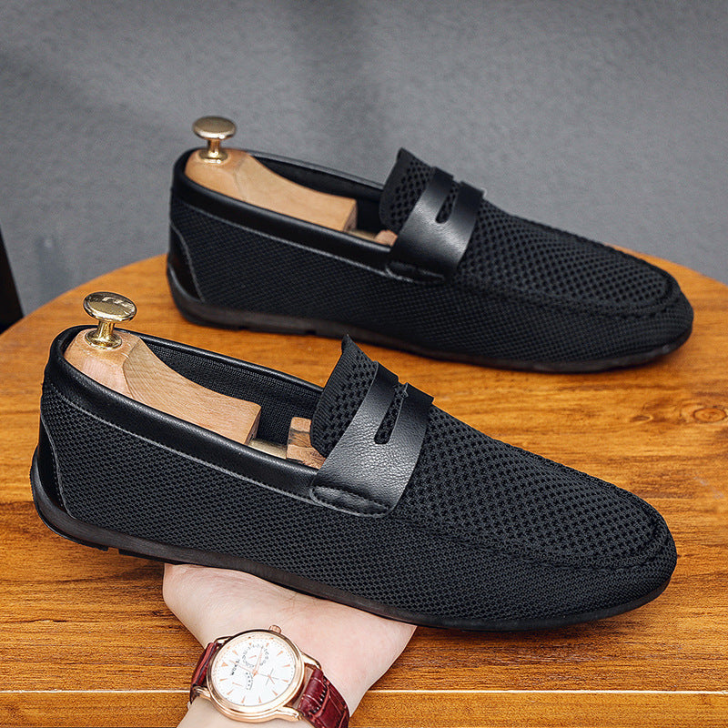 Mesh Loafers Breathable Mesh Upper Leather Strap Slip On Casual Summer