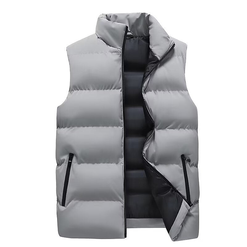 Men's Puffer Vest Stand Collar Zip Front