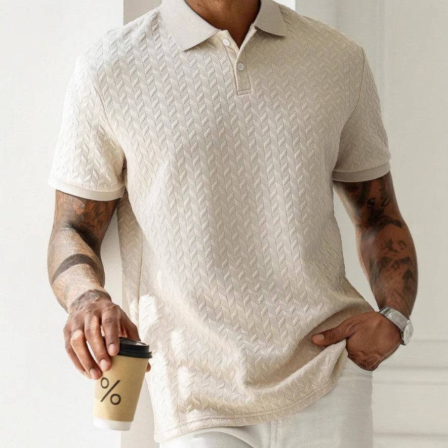 Men's Polo Shirt Knit Fabric Open Collar Short Sleeve Tailored Fit
