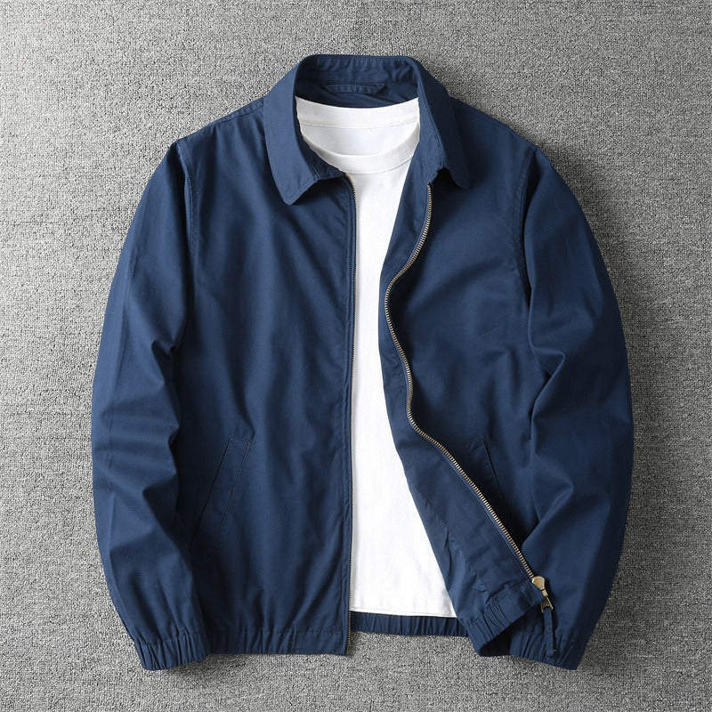 Men's Harrington Jacket Cotton Blend Zip Front Elasticated Hem Casual