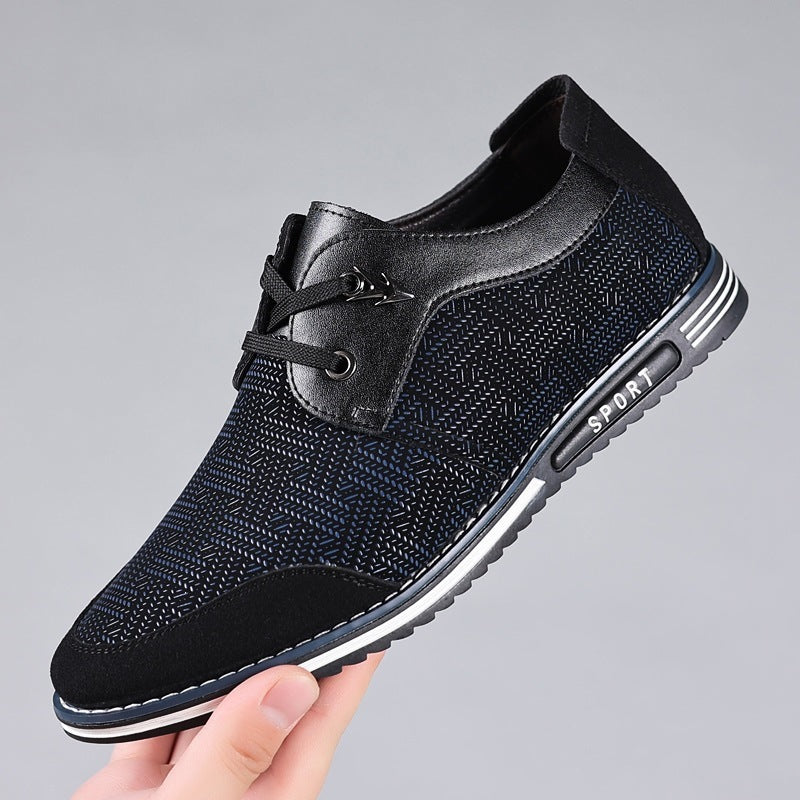 Men's Leather Shoes Lace Up Low Top