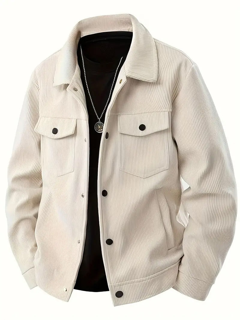 Men's Corduroy Shirt Jacket Single Breasted Lapel