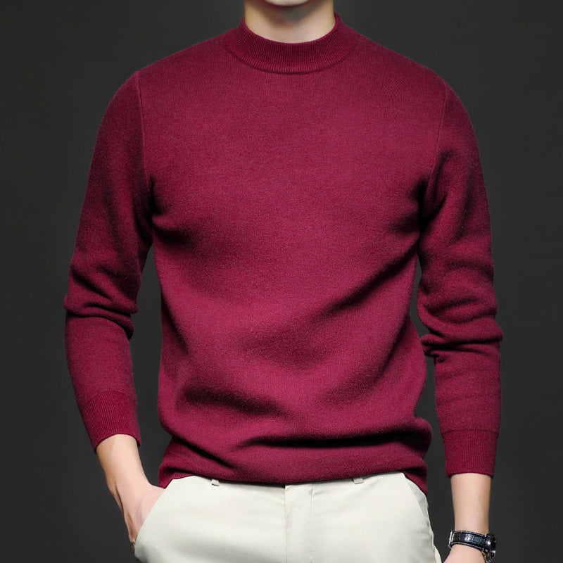 Men's Ribbed High Neck Jumper Slim Fit Knitted Long Sleeve