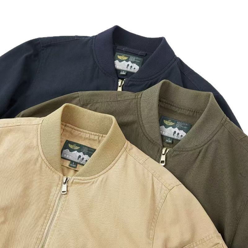Men's Bomber Jacket Loose Fit Baseball Collar