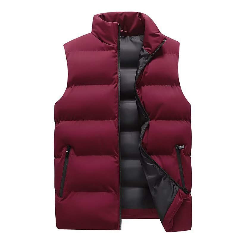 Men's Puffer Vest Stand Collar Zip Front