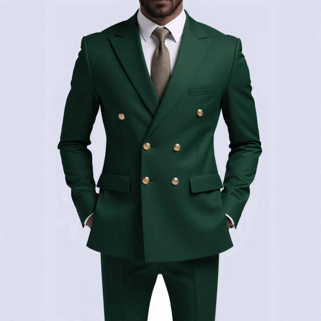 Men's Double Breasted Suit Blazer Peak Lapel