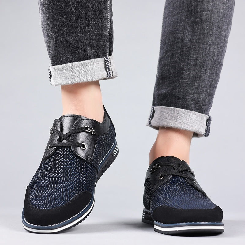 Men's Leather Shoes Lace Up Low Top