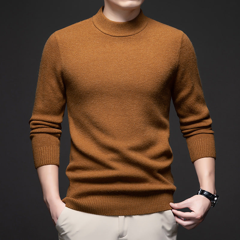 Men's Ribbed High Neck Jumper Slim Fit Knitted Long Sleeve