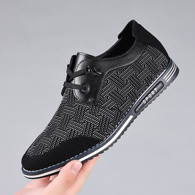 Men's Leather Shoes Lace Up Low Top
