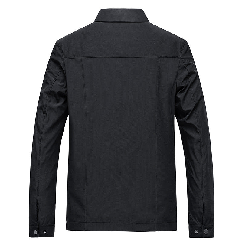 Windproof Jacket Harrington Zip Up Point Collar Checked Lining