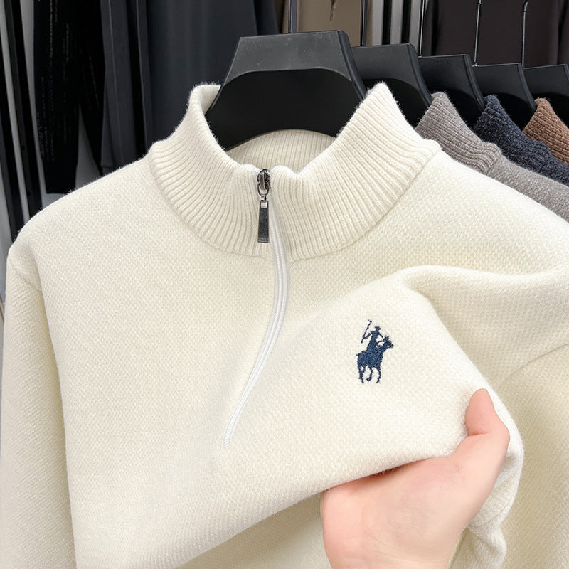 Men's Quarter Zip Sweater Fleece Lined Mock Neck
