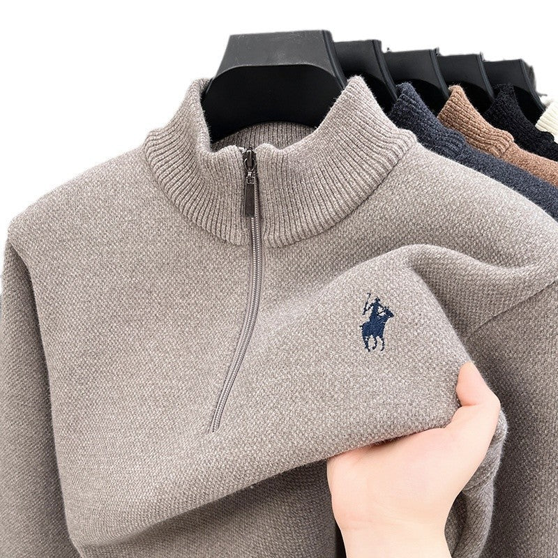 Men's Quarter Zip Sweater Fleece Lined Mock Neck