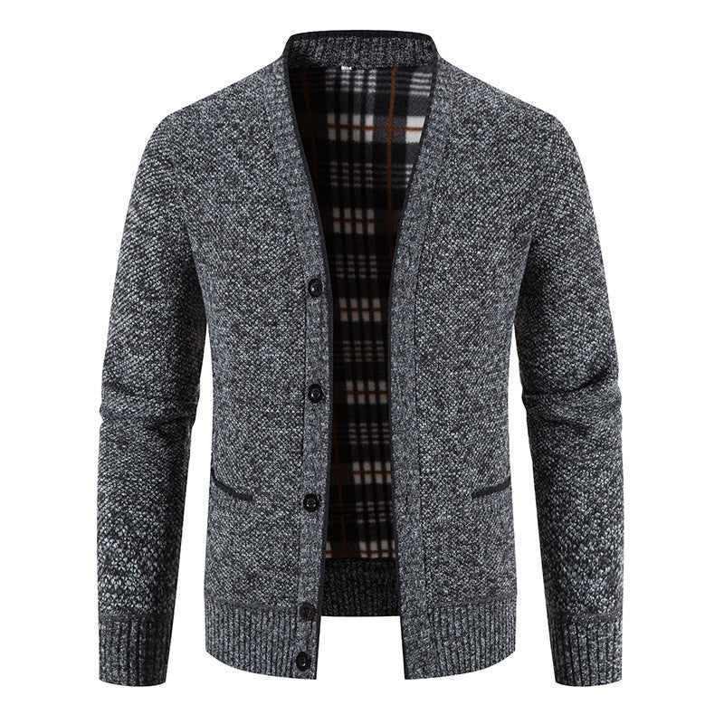 Men's Shawl Collar Cardigan Chunky Knit Button Front with Pockets