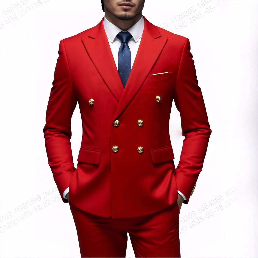Men's Double Breasted Suit Blazer Peak Lapel