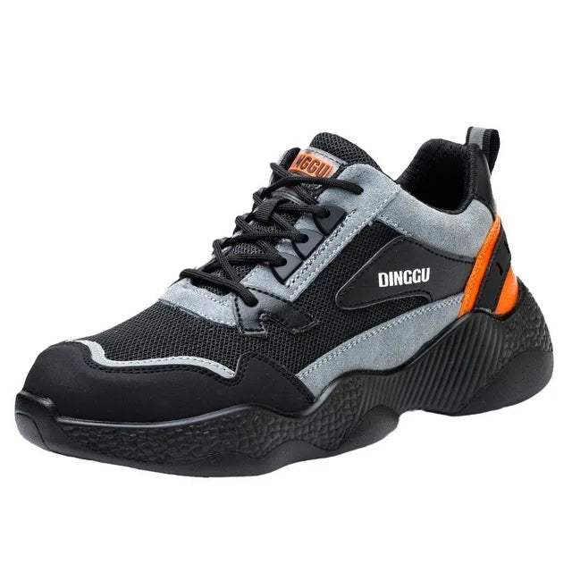 Men's Work Sneakers Mesh Fabric Cushioned Sole Lightweight Fit