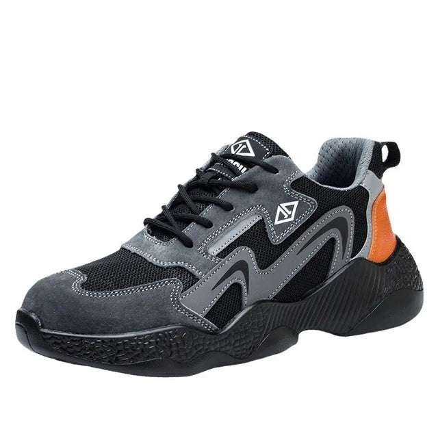 Men's Work Sneakers Mesh Fabric Cushioned Sole Lightweight Fit