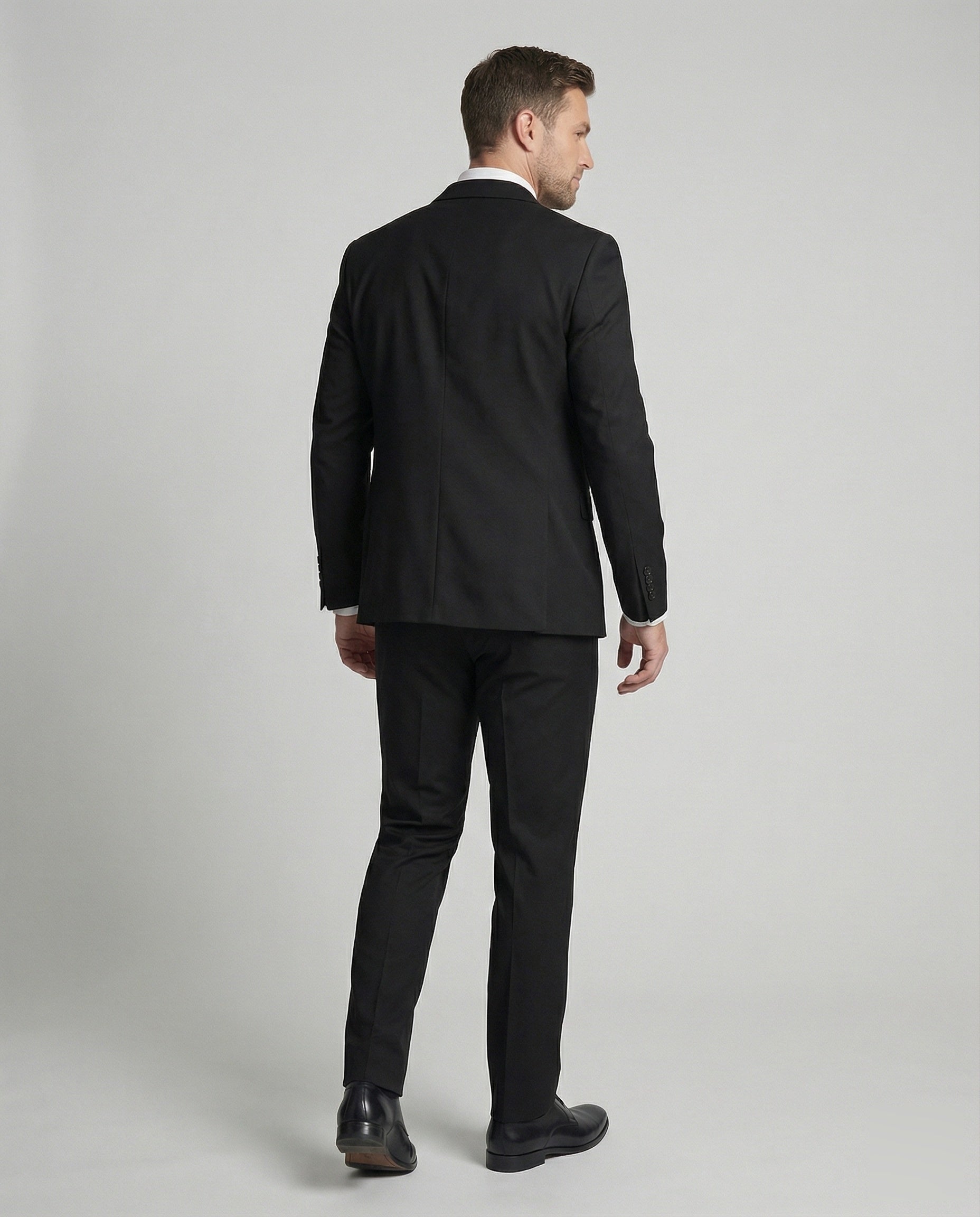 Three Piece Classic Suit Set Men Woven Fabric Notch Lapel Waistcoat Straight Fit Formal