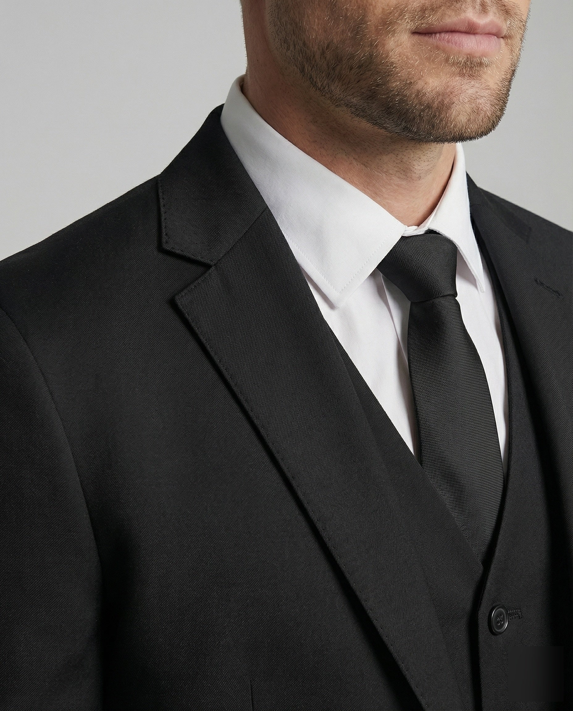 Three Piece Classic Suit Set Men Woven Fabric Notch Lapel Waistcoat Straight Fit Formal