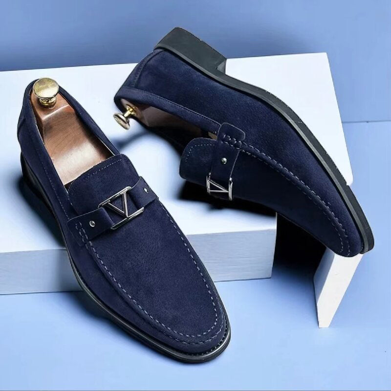 Suede Bit Loafers Upper Metal Bit Detail Slip On Smart Casual