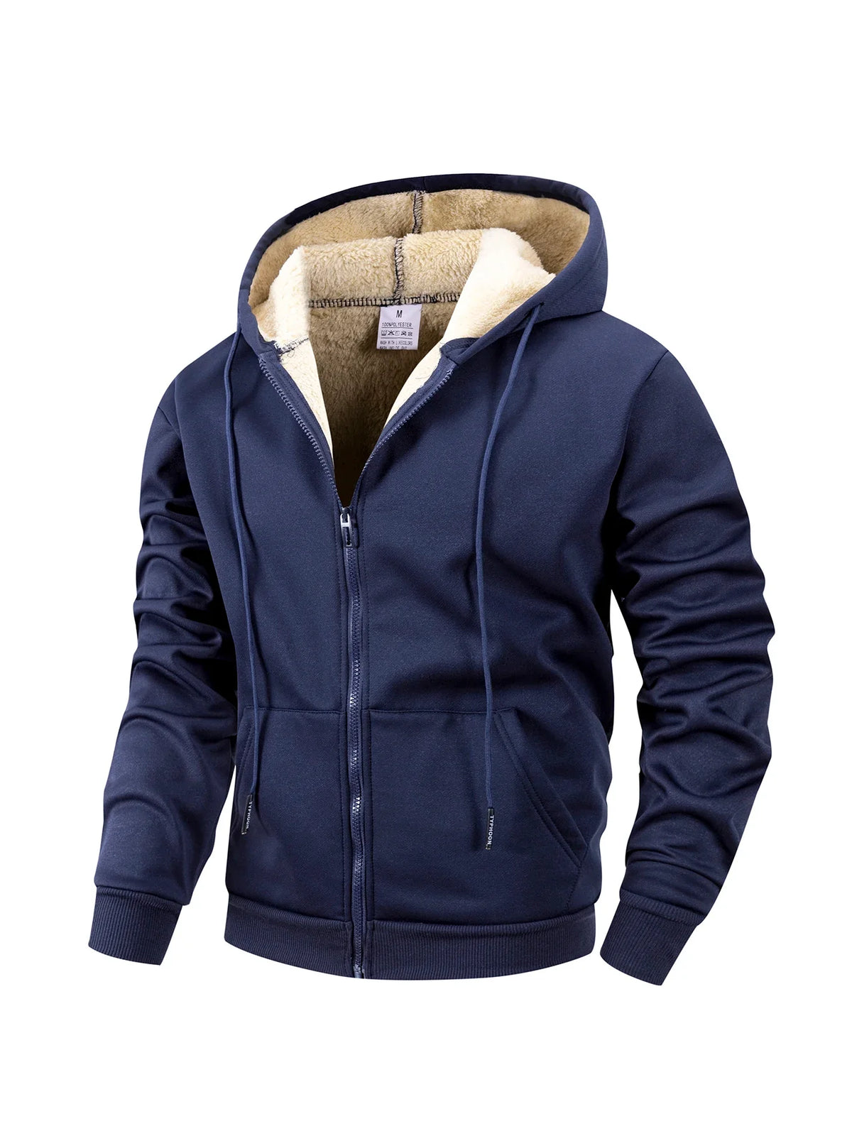 Men's Borg Lined Knit Hoodie with Full Zip Front