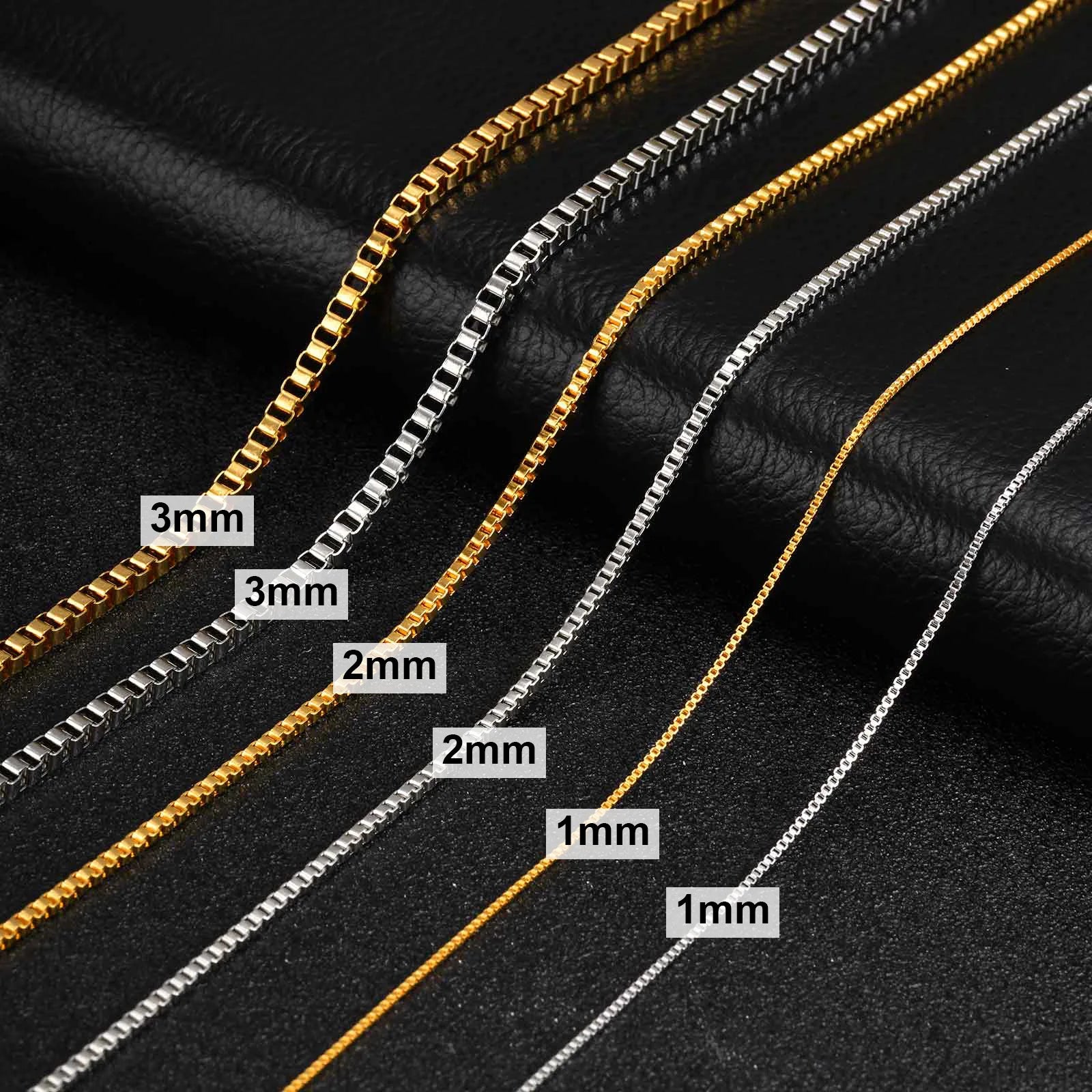 Necklace Stainless Steel Square Box Chain