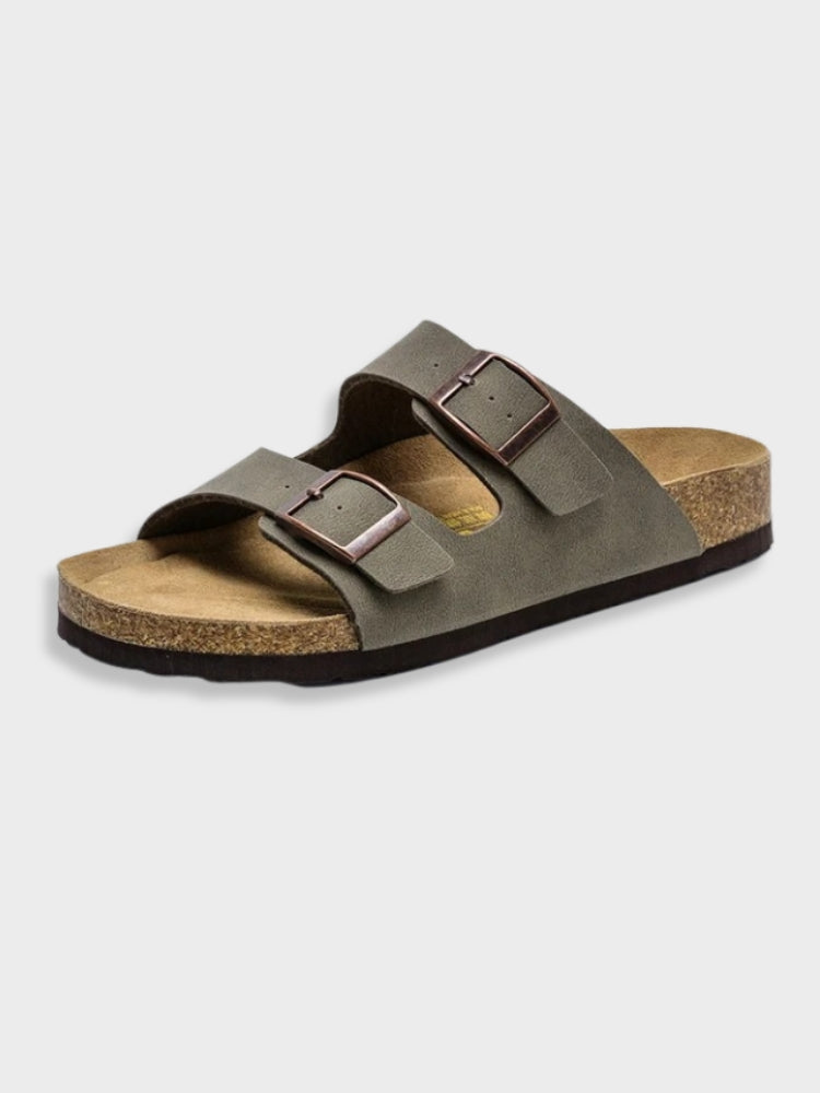 Men's Sandal Leather Cork Footbed Adjustable Buckle