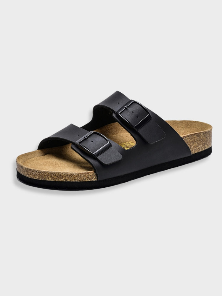 Men's Sandal Leather Cork Footbed Adjustable Buckle
