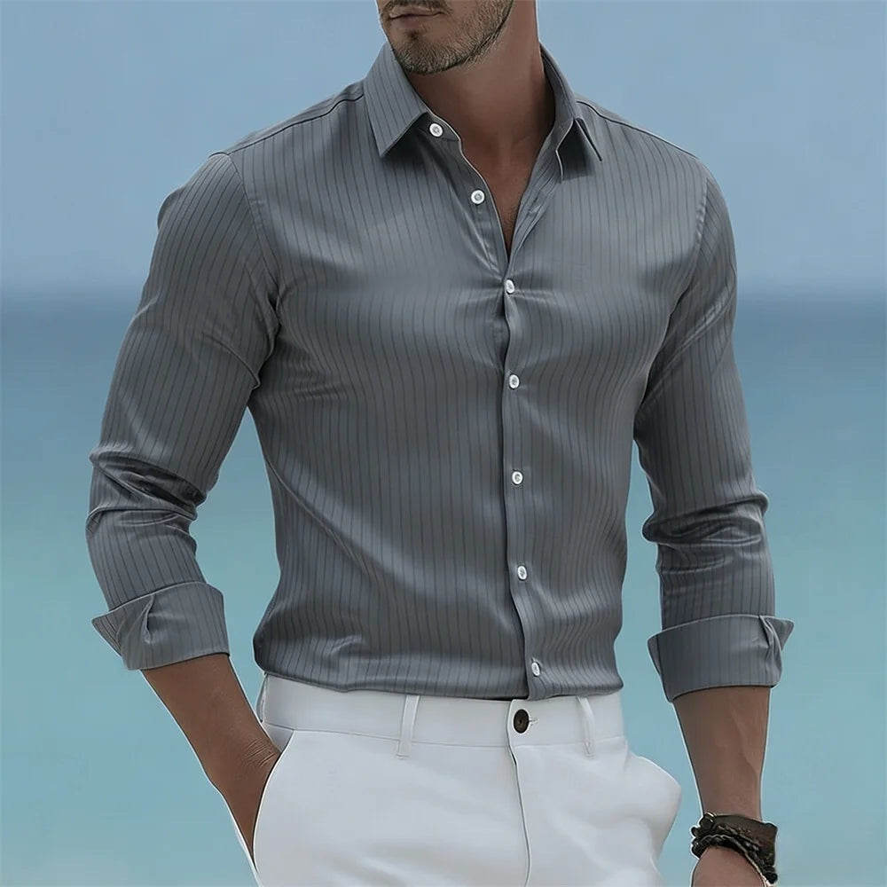 Shirt Poplin Striped Slim Fit