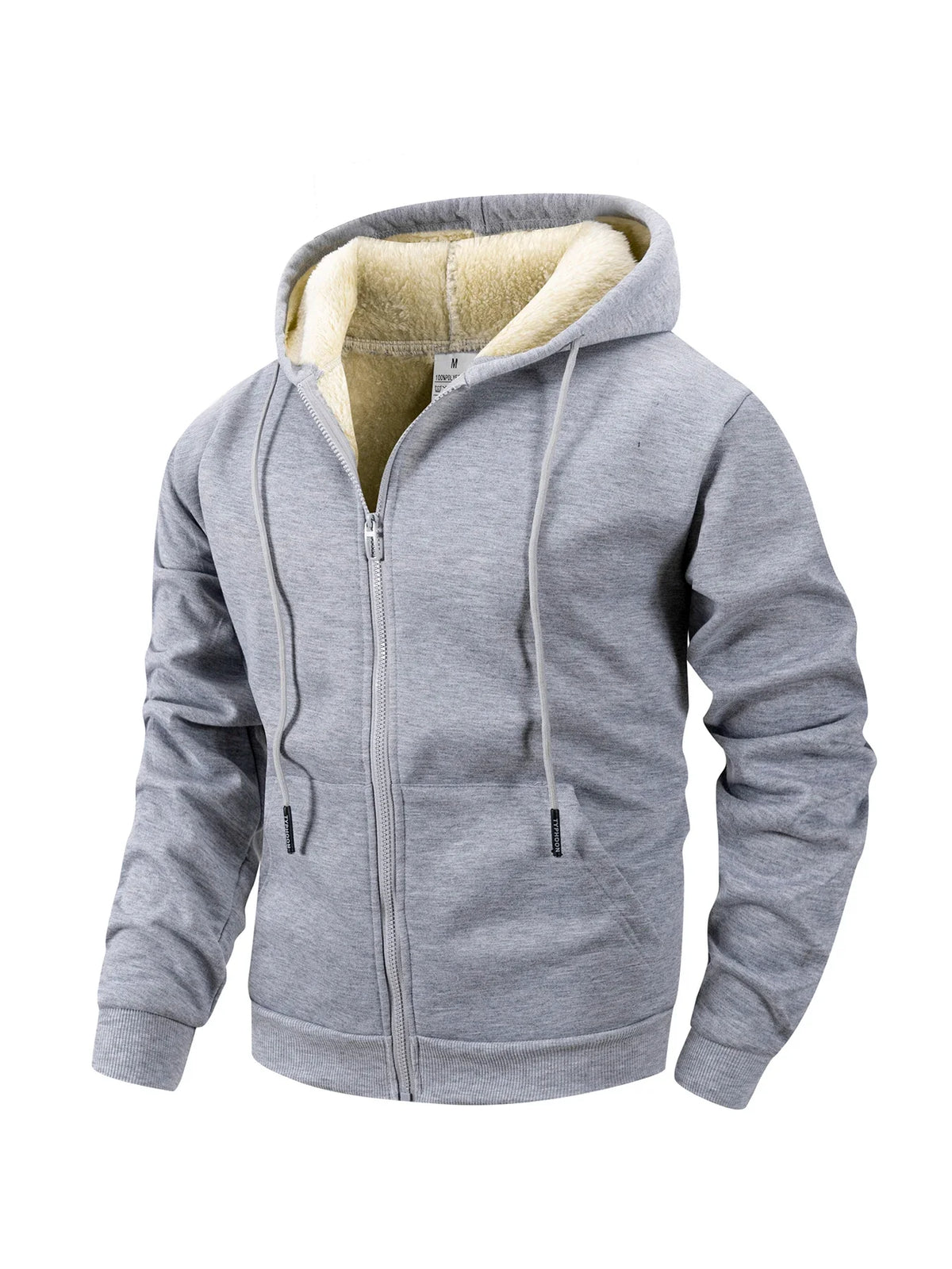 Men's Borg Lined Knit Hoodie with Full Zip Front