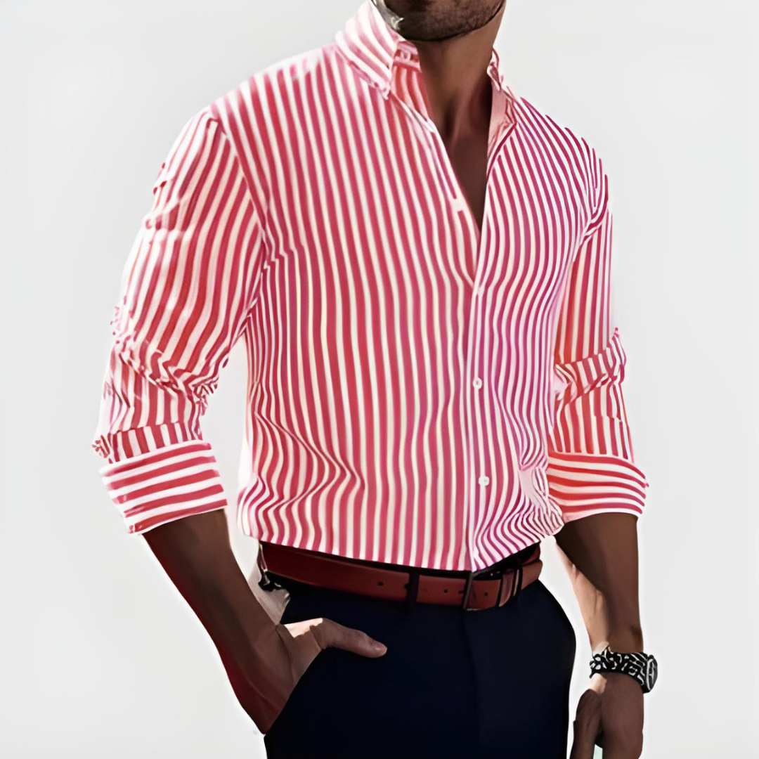 Shirt Striped Slim Fit Button Down Tab Collar