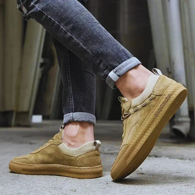 Men's Casual Sneakers Suede Fabric Lace Up Gum Sole