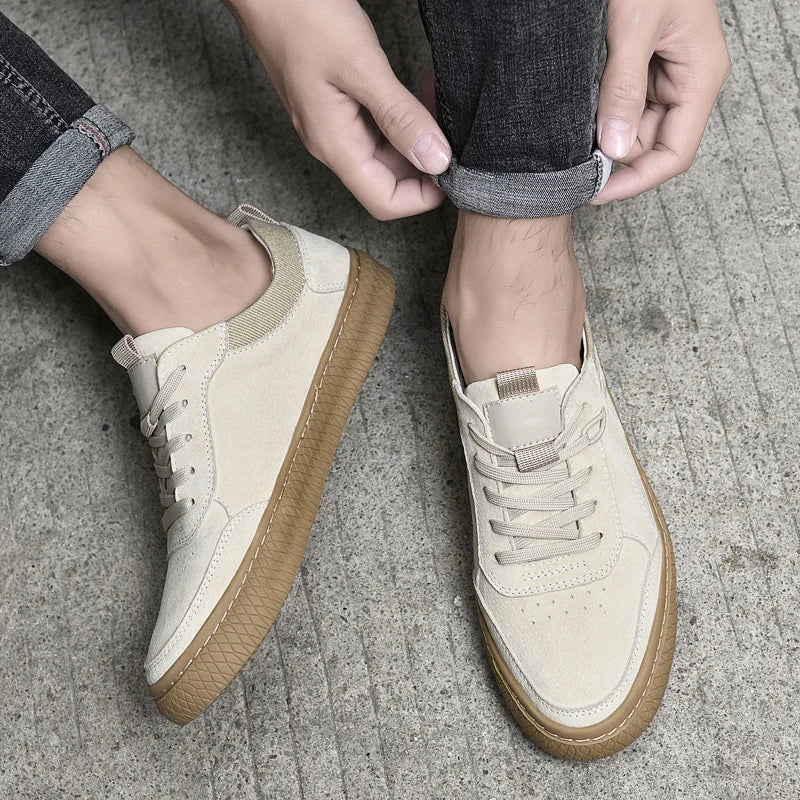 Men's Casual Sneakers Suede Fabric Lace Up Gum Sole