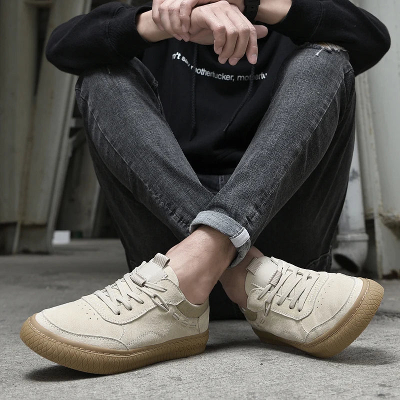 Men's Casual Sneakers Suede Fabric Lace Up Gum Sole