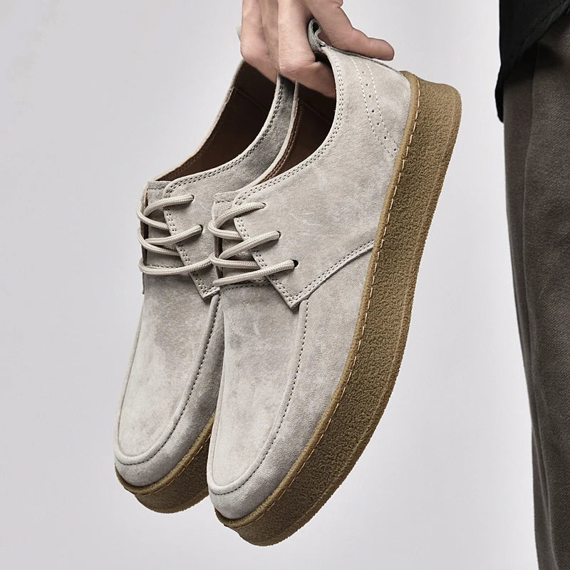 Men's Lace Up Shoes Suede Fabric Crepe Sole Lightweight Fit