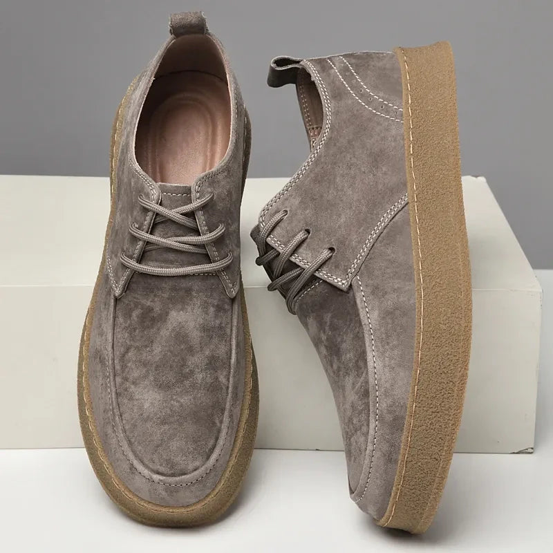 Men's Lace Up Shoes Suede Fabric Crepe Sole Lightweight Fit