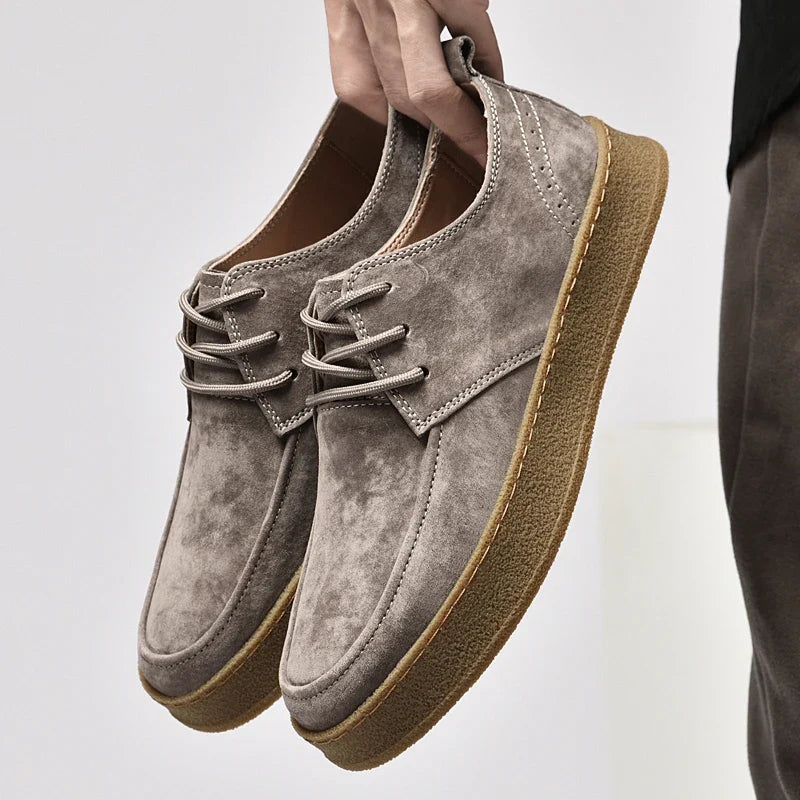 Men's Lace Up Shoes Suede Fabric Crepe Sole Lightweight Fit