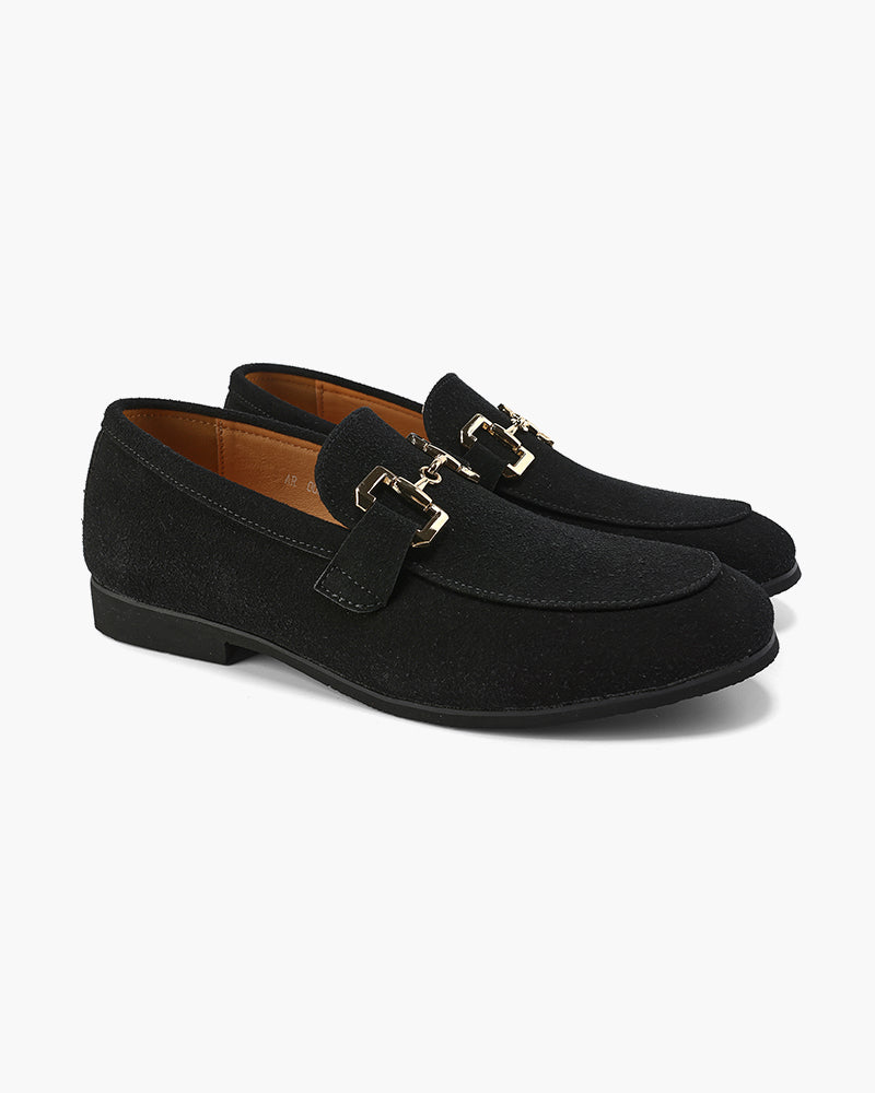 Loafer Calf Suede Slip On Metal Bit Detail