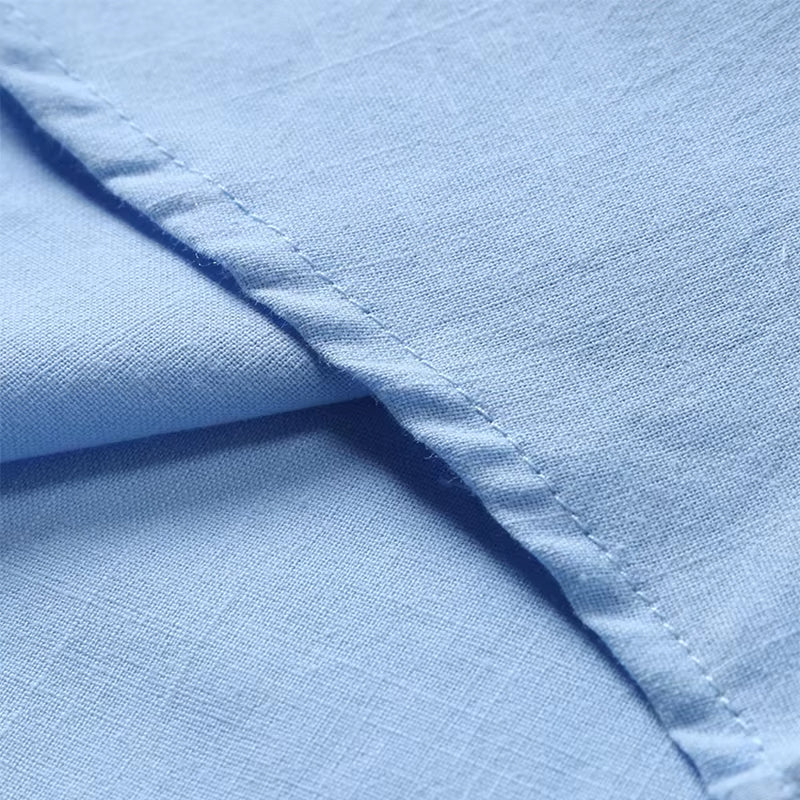 Polo en lin à manches courtes pour hommes, bouton en corne, poche poitrine, coupe décontractée