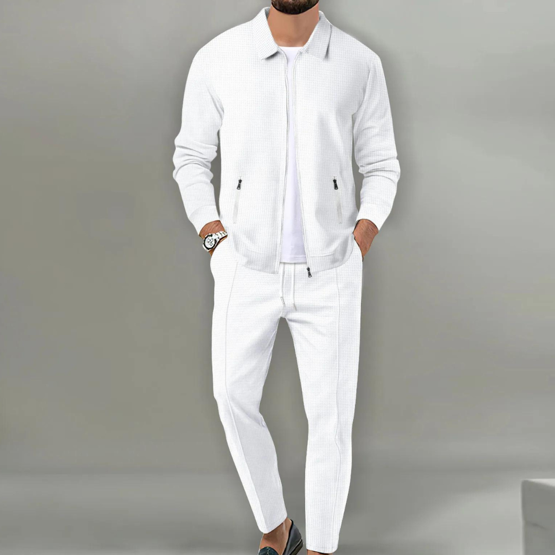 Men's Tracksuit Cotton Two Piece Zip Jacket Drawstring