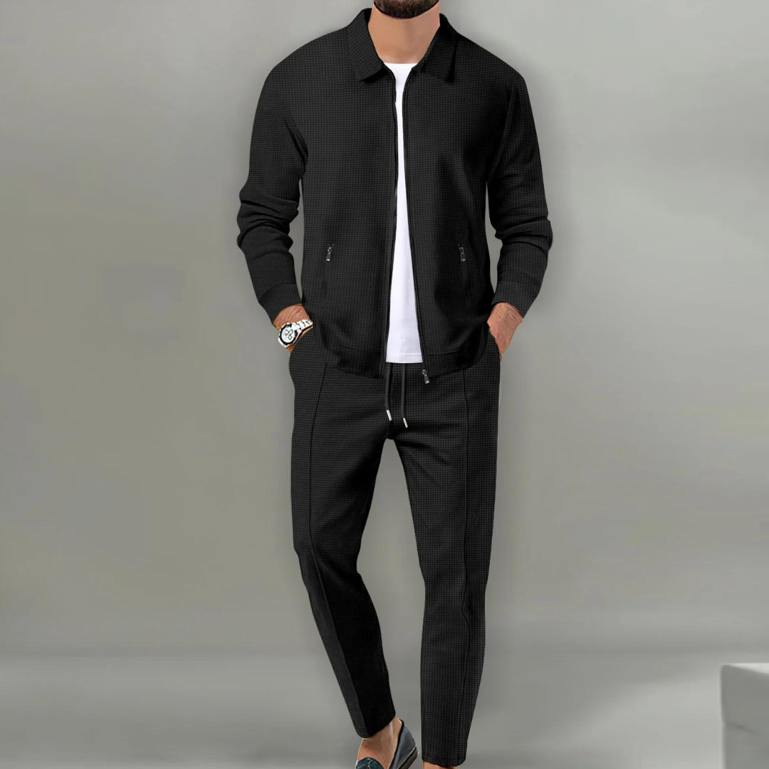Men's Tracksuit Cotton Two Piece Zip Jacket Drawstring