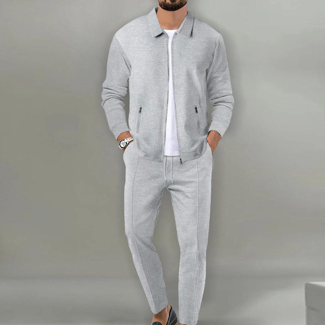 Men's Tracksuit Cotton Two Piece Zip Jacket Drawstring
